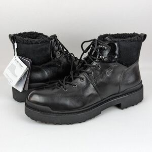 Geox Nevegal Amphibiox Waterproof Leather Combat Ankle Boot Black EU41 10.5 NIB